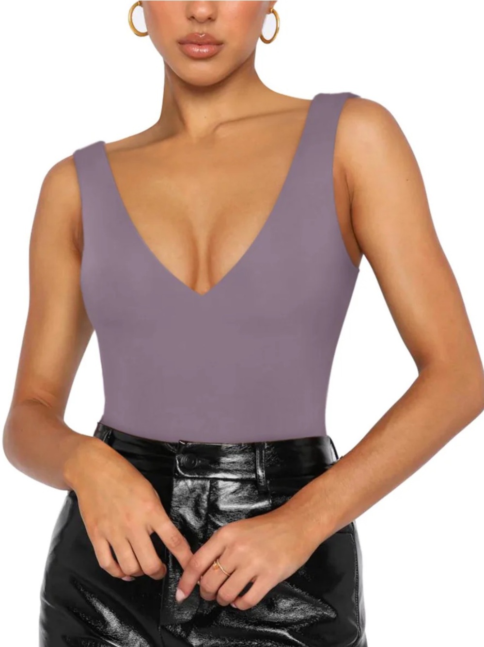 ReoRia Lavender V-Neck Double Lined Bodysuit Spring Summer Size 2XL